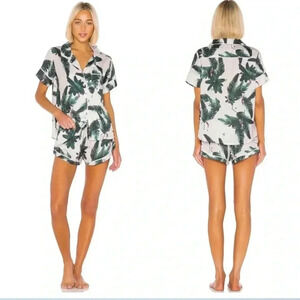 Revolve Plush Short Pajamas Pink Jungle Tropical Size S